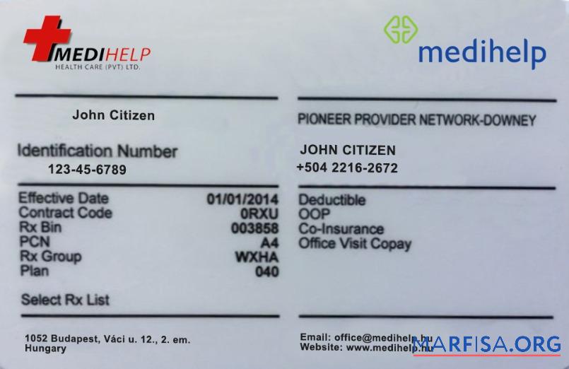 Downloadable Hungary health insurance card example